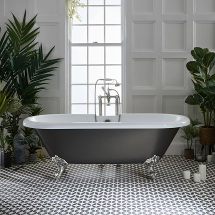 Milano Legend - Traditional Roll Top Freestanding Bath - 1795mm x 785mm - Choice of Metallic Colours and Feet Finish