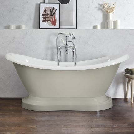 Milano Towneley - Traditional Double Ended Freestanding Bath with Base - 1750mm x 730mm - Choice of Colour