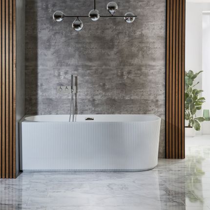 Milano Florence - Modern Fluted Corner Bath - 1700mm x 800mm - Choice of Hand and Overflow Finish