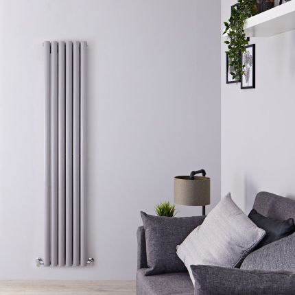 Milano Aruba - Silver Vertical Designer Radiator (Double Panel) - Choice of Height