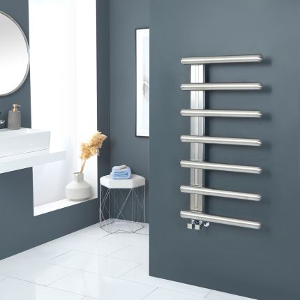 Milano Ivor - Satin Polished Designer Heated Towel Rail - 1000mm x 500mm