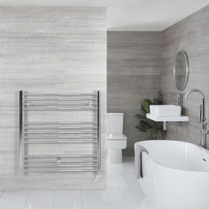 Milano Kent Electric - Chrome Straight Heated Towel Rail - 1000mm x 1000mm