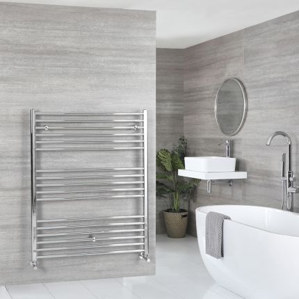 Milano Kent - Chrome Straight Heated Towel Rail - 1200mm x 1000mm