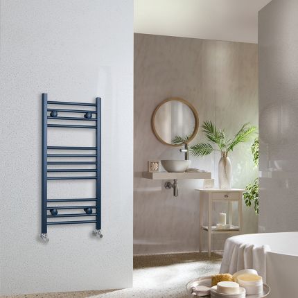 Milano Ive - Regal Blue Straight Heated Towel Rail - Choice of Size