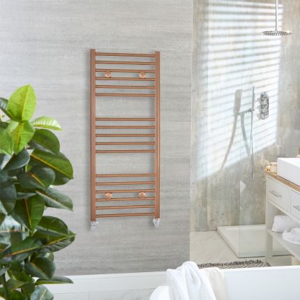 Milano Ive - Metallic Copper Straight Heated Towel Rail - Choice of Size