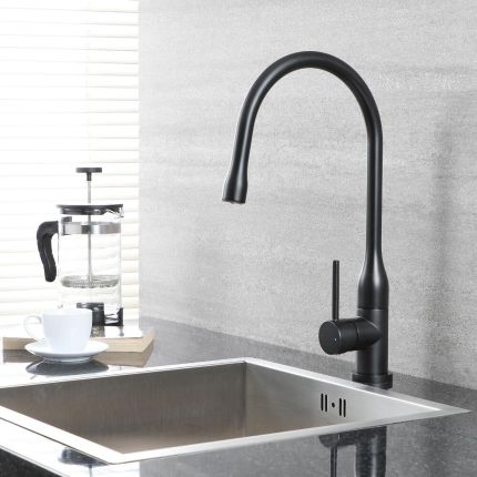Milano Nero - Single Lever Swivel Spout Kitchen Sink Mixer Tap - Black