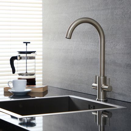 Milano Mirage - Modern Kitchen Mixer Tap with Swivel Spout - Brushed Nickel
