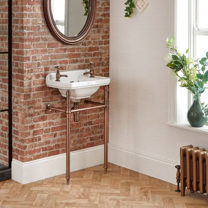 Milano Richmond - 515mm Traditional Basin and Washstand - Copper (2 Tap-Holes)
