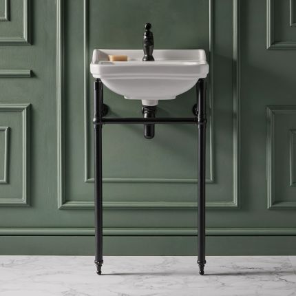 Milano Richmond - 500mm Traditional Basin and Black Washstand - (1 Tap-Hole)