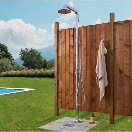 Milano Sevilla - Chrome Outdoor Shower with Shower Head and Hand Shower (2 Outlet)