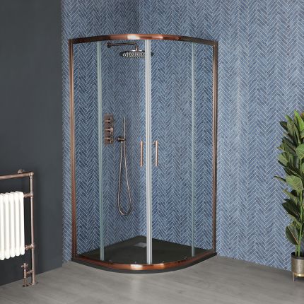 Milano Eris - 900mm Copper Quadrant Shower Enclosure with Slate Tray - Choice of Tray Finish
