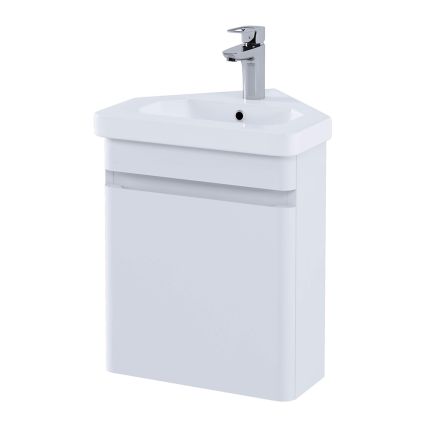 RAK Resort - 450mm Wall Hung Corner Vanity Unit with Basin - Matt White