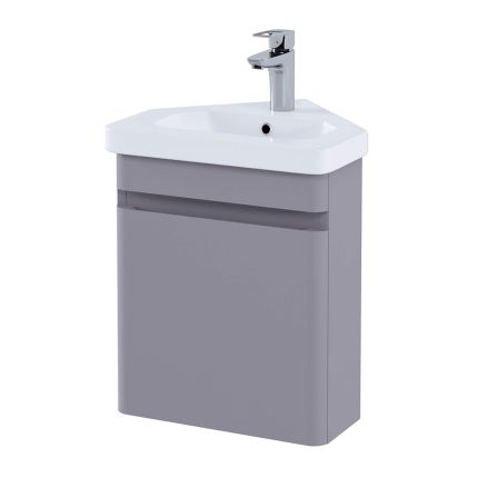 RAK Resort - 450mm Wall Hung Corner Vanity Unit with Basin - Matt Mushroom