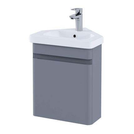 RAK Resort - 450mm Wall Hung Corner Vanity Unit with Basin - Matt Grey