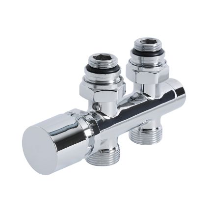 Milano - Chrome H-Block Straight Valve Chrome Handwheel - 15mm Copper Adapters
