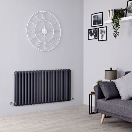 Milano Urban - Anthracite Horizontal Column Radiator - 635mm x 1223mm (Double Column)