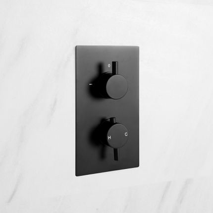 Milano Nero - Twin Thermostatic Shower Valve - One Outlet - Black