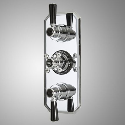 Milano Elizabeth - Traditional Concealed Thermostatic Triple Shower Valve - Chrome and Black