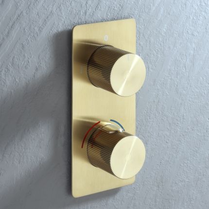 Milano Lune - Modern 2 Outlet Twin Diverter Thermostatic Shower Valve - Choice of Finish