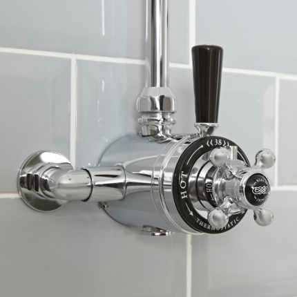 Milano Elizabeth - Traditional Dual Control Exposed Thermostatic Shower Valve - Chrome and Black