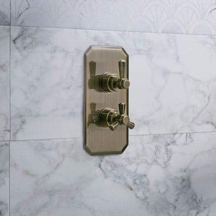 Milano Earlham - Art Deco 1 Outlet Twin Thermostatic Shower Valve - Choice of Finish