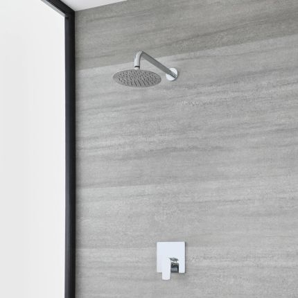 Milano Hunston - Modern Chrome Shower with Round Shower Head (1 Outlet)