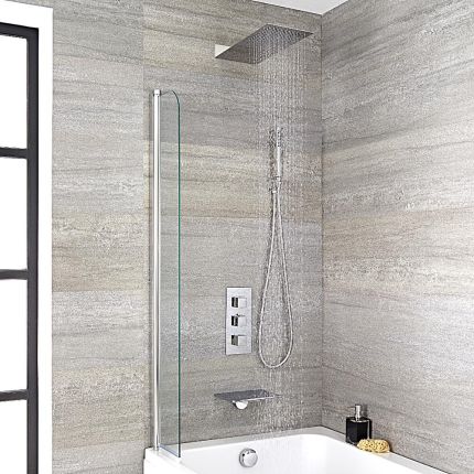 Milano Blade - Chrome Thermostatic Shower with Shower Head, Hand Shower and Bath Filler (3 Outlet)