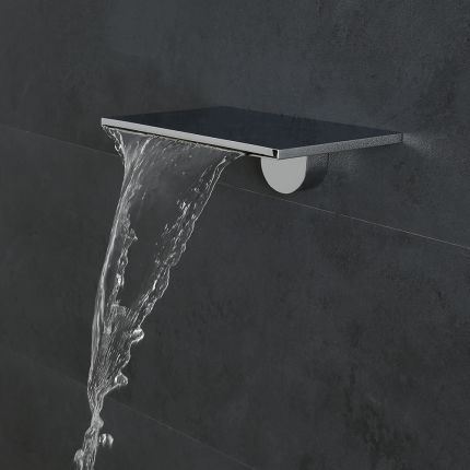 Milano Blade - Modern Wall Mounted Waterfall Bath Filler / Shower Head - Chrome
