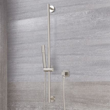 Milano Ashurst - Round Shower Riser Rail Kit - Brushed Nickel