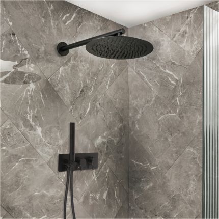 Milano Otto - Modern Thermostatic Shower with Diverter, Shower Head and Hand Shower (2 Outlet) - Choice of Finish
