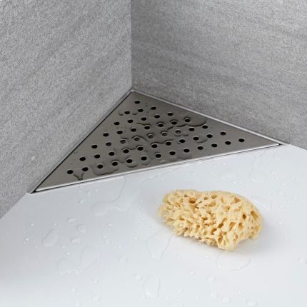 Milano - 250mm Corner Stainless Steel Shower Drain with Grate