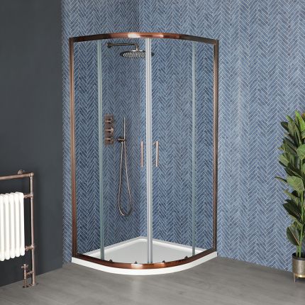 Milano Eris - 900mm Copper Quadrant Shower Enclosure with Tray