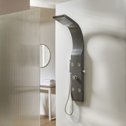 Milano Barton - Modern Shower Tower Panel with Shower Head, Hand Shower and Body Jets - Choice of Finish
