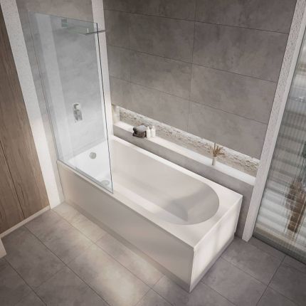 Milano Ballam - Modern Round Single Ended Shower Bath - Choice of Screen, Size and Panels