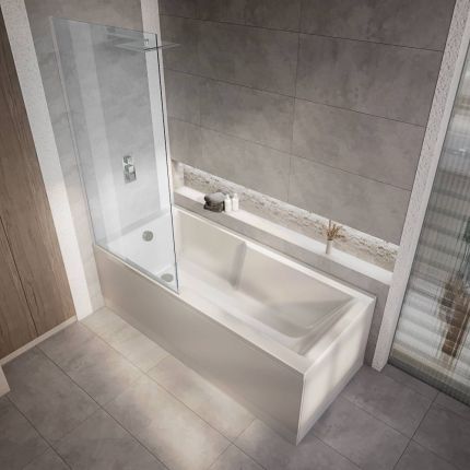 Milano Elswick - 1700mm x 750mm Modern Square Straight Shower Bath - Choice of Screen and Panels