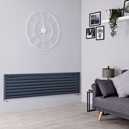 Milano Aruba - Anthracite Horizontal Designer Radiator - 472mm x 1780mm (Double Panel)