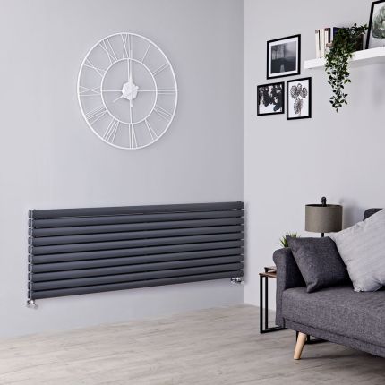 Milano Aruba - Anthracite Horizontal Designer Radiator - 590mm x 1780mm (Double Panel)