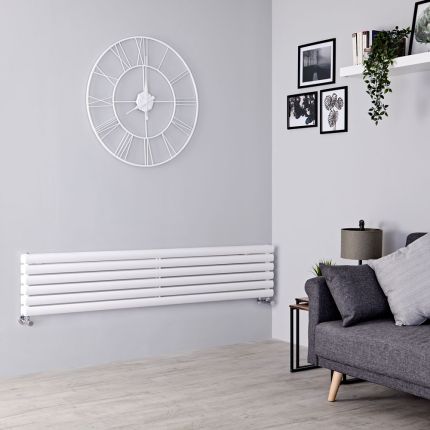 Milano Aruba - White Horizontal Designer Radiator - 354mm x 1780mm (Double Panel)