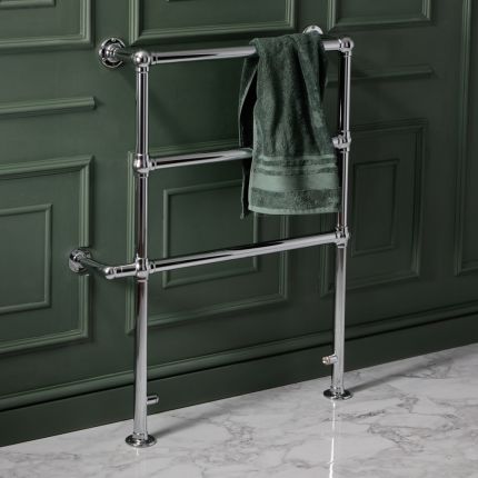 Milano Derwent - Traditional Minimalist Chrome Electric Heated Towel Rail - 966mm x 673mm
