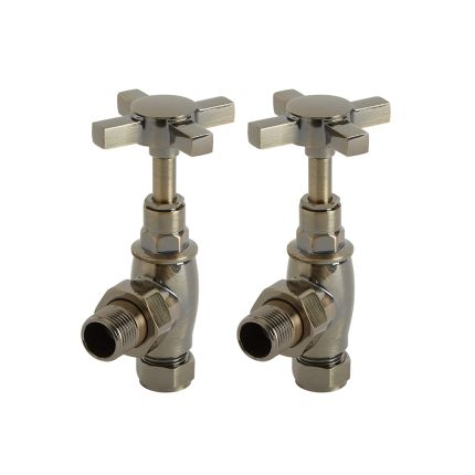 Milano - Dark Brushed Brass Traditional Angled Radiator Valves