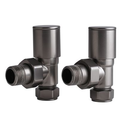 Milano - Gun Metal Grey Modern Angled Radiator Valves (Pair)