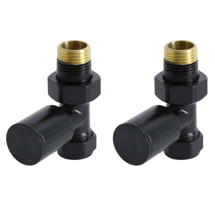 Milano - Matt Black Modern Straight Radiator Valves