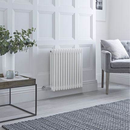 Milano Windsor - Traditional White Horizontal Triple Column Electric Radiator - 600mm x 605mm - with Choice of Wi-Fi Thermostat