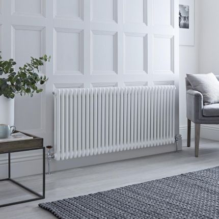 Milano Windsor - White Horizontal Traditional Column Radiator - 600mm x 1505mm (Double Column)