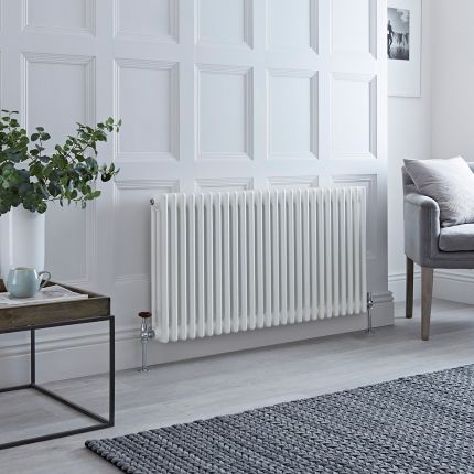 Milano Windsor - White Horizontal Traditional Column Radiator - 600mm x 1190mm (Triple Column)