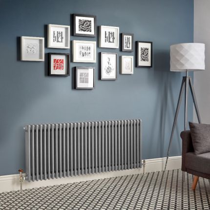 Milano Windsor - Metallic Silver Horizontal Traditional Column Radiator - Triple Column - Choice of Size