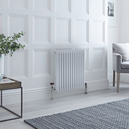Milano Windsor - White Horizontal Traditional Four Column Radiator - 750mm x 605mm