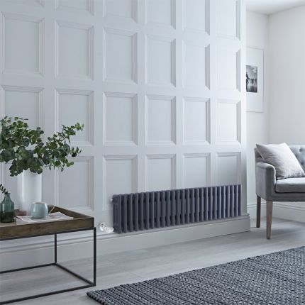 Milano Windsor - Traditional Anthracite 3 Column Electric Radiator - 300mm x 1190mm (Horizontal) - with Choice of Wi-Fi Thermostat
