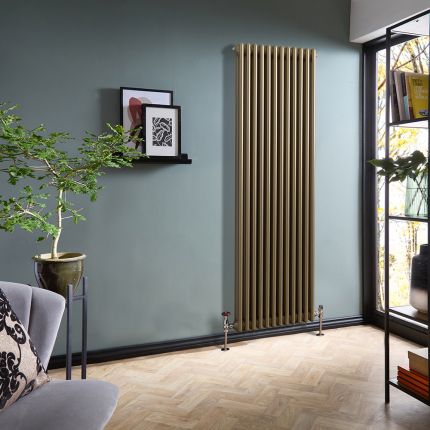 Milano Windsor - Natural Brass Vertical Traditional Double Column Radiator - Choice of Size