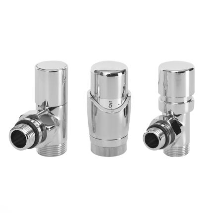 Milano - Chrome Radiator Valve With Chrome TRV - 15mm Copper Adapters